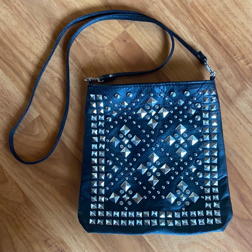 Black Leather Studded Purse